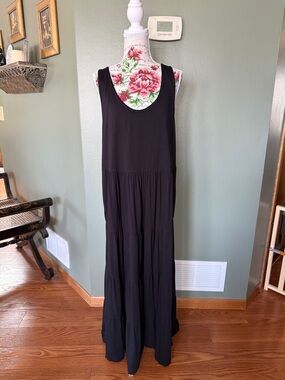 Boden Black Tiered Maxi Dress